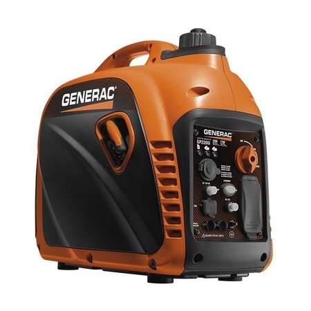 GENERAC Portable Inverter Generator, Gasoline, 1,700 W Rated, 2,200 W Surge, Recoil Start, 120V AC, 14.1 A A 3804341